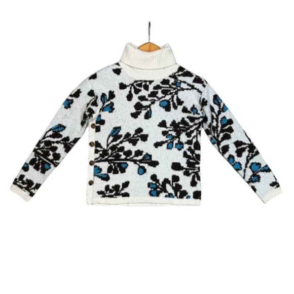 St. John's Bay Womens Turtleneck Long Sleeve Floral Pullover Sweater - Picture 1 of 10
